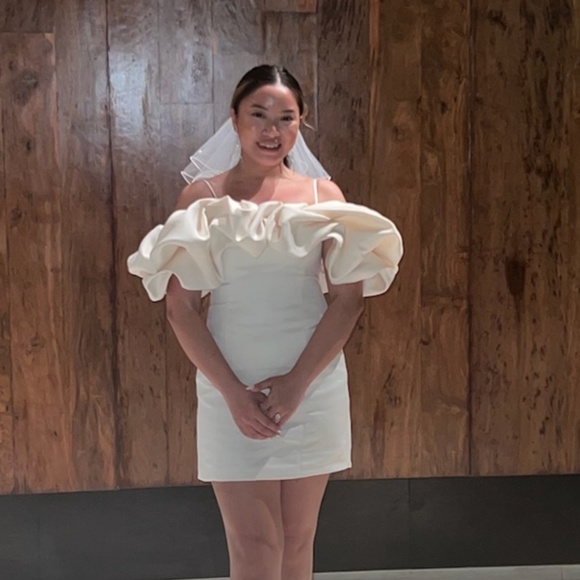 Off the Shoulder Ruffle Trim Mini Dress - Picture 2 of 2